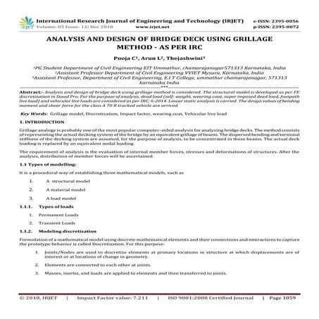 IRJET- Analysis and Design of Bridge Deck using Grillage Method - As ...