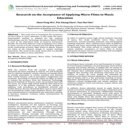 IRJET- Research on the Acceptance of Applying Micro Films to Music Education