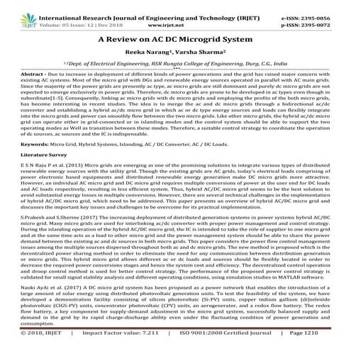 IRJET- A Review on AC DC Microgrid System