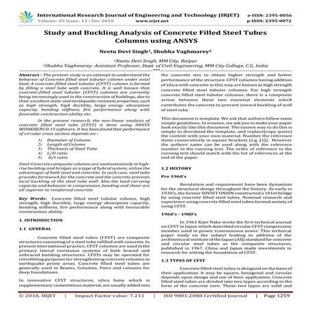 IRJET- Study and Buckling Analysis of Concrete Filled Steel Tubes Columns usi...