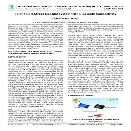 IRJET- Solar Smart Street Lighting System with Bluetooth Connectivity