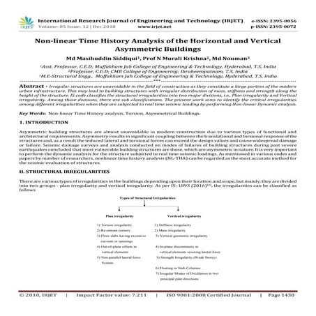 IRJET- Non-Linear Time History Analysis of the Horizontal and Vertical Asymme...