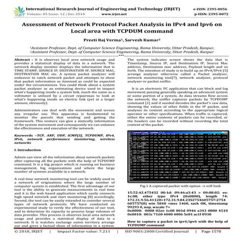 IRJET- Assessment of Network Protocol Packet Analysis in IPV4 and IPV6 on Loc...