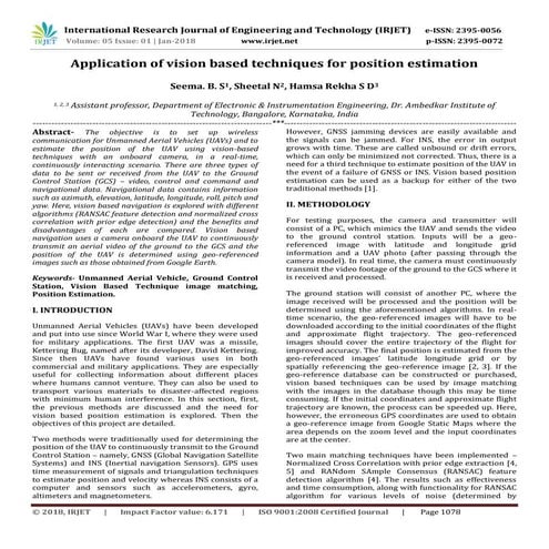 Application of Vision based Techniques for Position Estimation