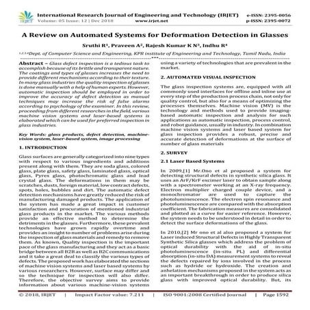 IRJET- A Review on Automated Systems for Deformation Detection in Glasses