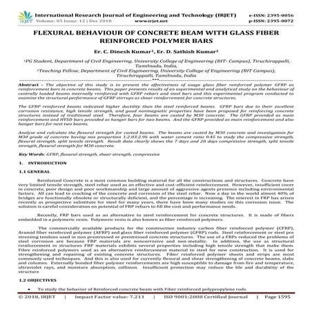 IRJET- Flexural Behaviour of Concrete Beam with Glass Fiber Reinforced Polyme...