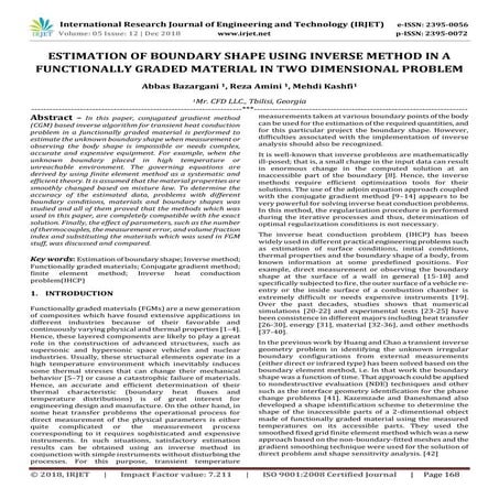 IRJET- Estimation of Boundary Shape using Inverse Method in a Functionally Gr...