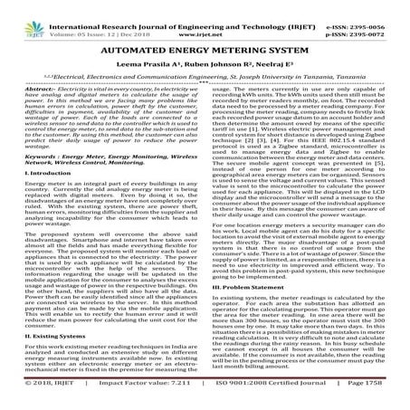 IRJET- Automated Energy Metering System