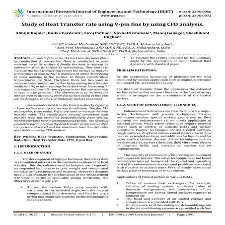 Study of Heat Transfer rate using V-pin Fins by using CFD Analysis
