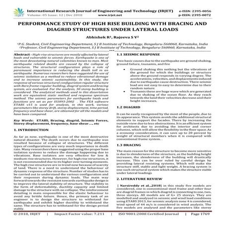 IRJET- Performance Study of High Rise Building with Bracing and Diagrid Struc...