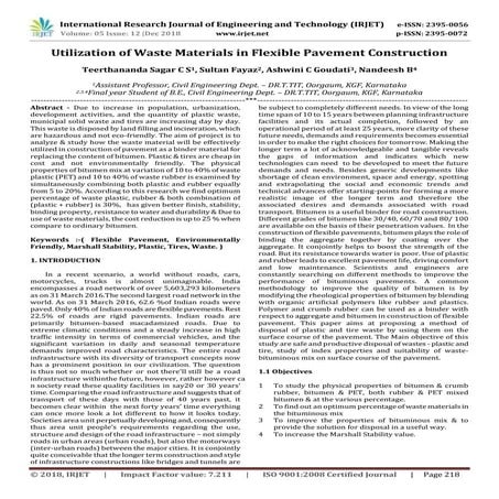 IRJET- Utilization of Waste Materials in Flexible Pavement Construction
