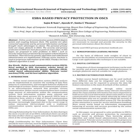 IRJET- ESBA based Privacy Protection in OSCS