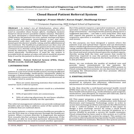 IRJET-Cloud Based Patient Referral System