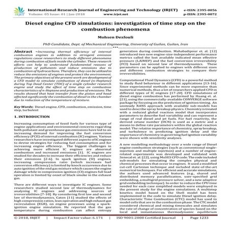 Diesel Engine CFD Simulations: Investigation of Time Step on the ...