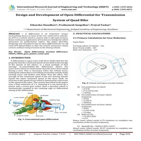 IRJET- Design and Development of Open Differential for Transmission System of...