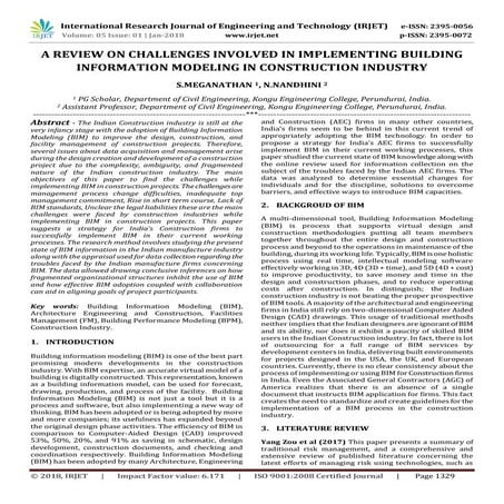 A Review on Challenges Involved in Implementing Building Information Modeling...