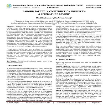 IRJET- Labour Safety in Construction Industry: A Literature Review