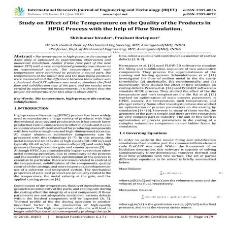 Study on Effect of Die Temperature on the Quality of the Products in HPDC Pro...