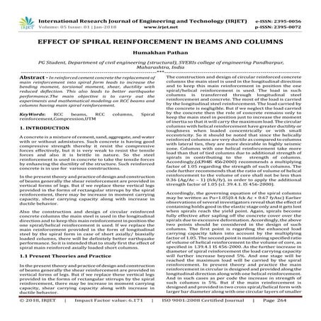 IRJET-Effect of Spiral Reinforcement in Beams and Columns