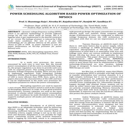 IRJET-  	  Power Scheduling Algorithm based Power Optimization of Mpsocs