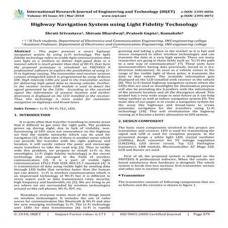 IRJET- Highway Navigation System using Light Fidelity Technology