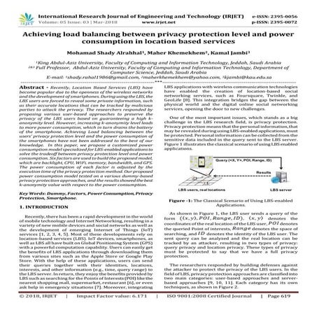IRJET- Achieving Load Balancing Between Privacy Protection Level and Power Co...