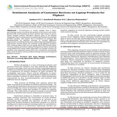 IRJET-  	  Sentiment Analysis of Customer Reviews on Laptop Products for Flip...