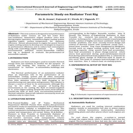 IRJET-  	  Parametric Study on Radiator Test Rig