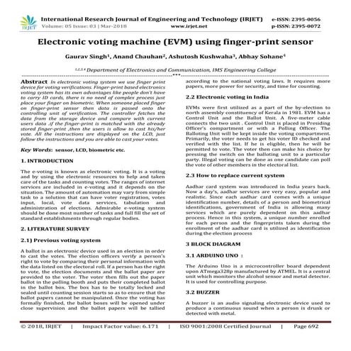 IRJET- Electronic Voting Machine (EVM) using Finger-Print Sensor