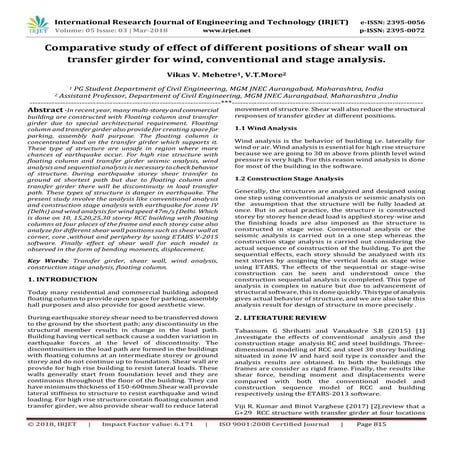 IRJET-  	  Comparative Study of Effect of Different Positions of Shear Wall o...