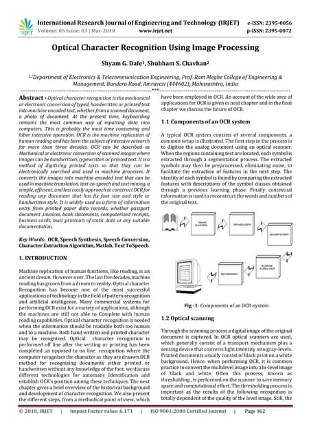 OCR Presentation (Optical Character Recognition) | PPT