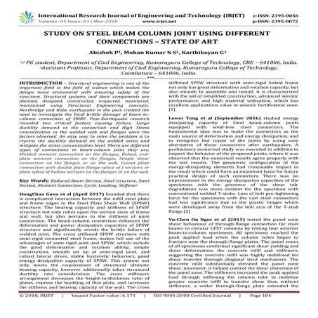 Study on Steel Beam Column Joint using Different Connections – State of Art