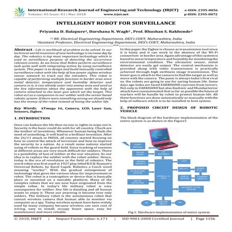IRJET- Intelligent Robot for Surveillance | PDF