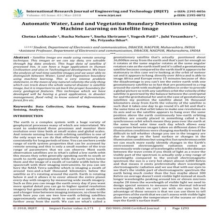 IRJET- Automatic Water, Land and Vegetation Boundary Detection using Machine ...