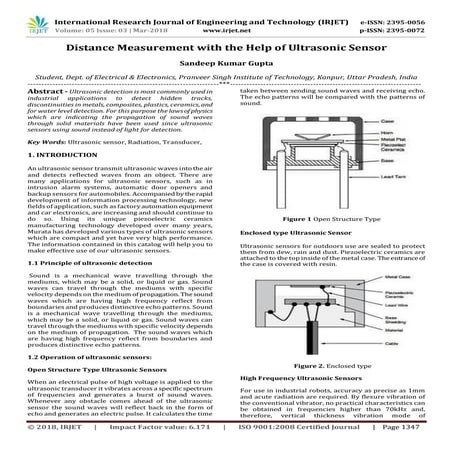 IRJET-  	  Distance Measurement with the Help of Ultrasonic Sensor