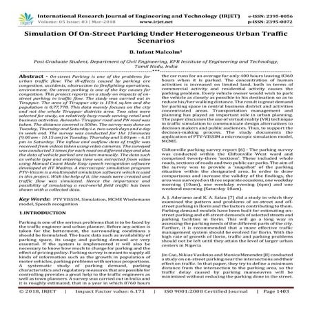 IRJET-  	  Simulation of On-Street Parking Under Heterogeneous Urban Traffic ...