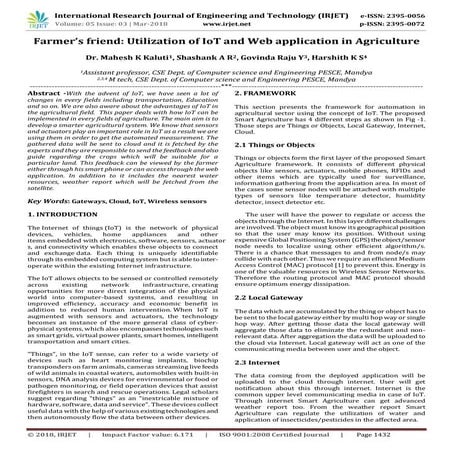 IRJET-  	  Farmer’s friend: Utilization of IoT and Web Application in Agricul...