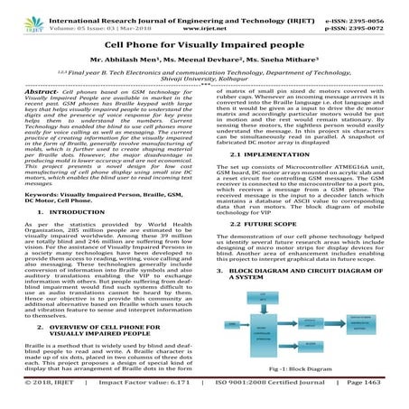 IRJET- Cell Phone for Visually Impaired People