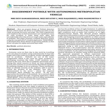 	 Discernment Pothole with Autonomous Metropolitan  Vehicle