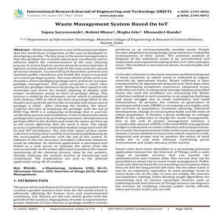 IRJET- Waste Management System based on IoT