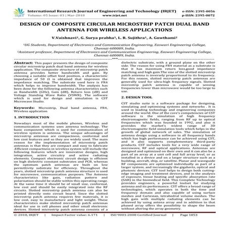 IRJET- Design of Composite Circular Microstrip Patch Dual Band Antenna for Wi...