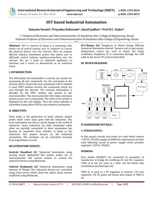 IRJET-  	  IoT based Industrial Automation