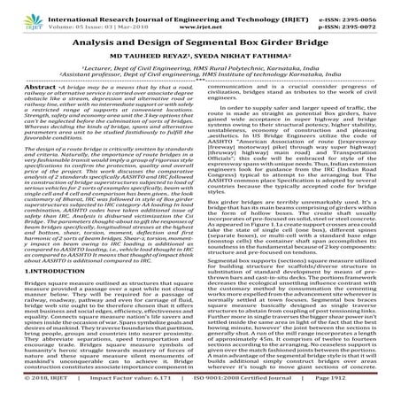 IRJET- Analysis and Design of Segmental Box Girder Bridge