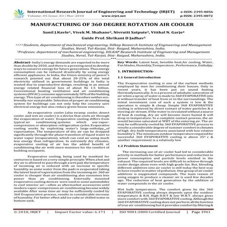 IRJET-  	  Manufacturing of 360 Degree Rotation Air Cooler