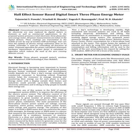 IRJET- Hall Effect Sensor Based Digital Smart Three Phase Energy Meter
