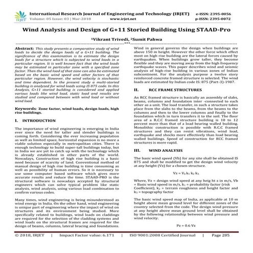 Wind Analysis and Design of G+11 Storied Building using STAAD-Pro