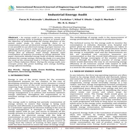 IRJET-  	  Industrial Energy Audit