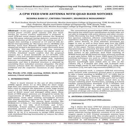 IRJET- A CPW Feed UWB Antenna with Quad Band Notches