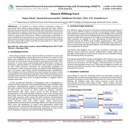 IRJET- Smart Billing Cart