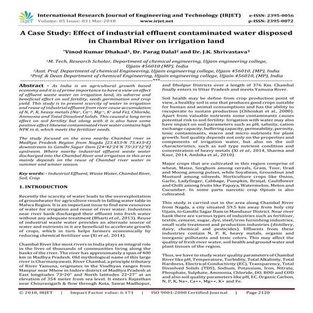 IRJET- A Case Study: Effect of Industrial Effluent Contaminated Water Dispose...
